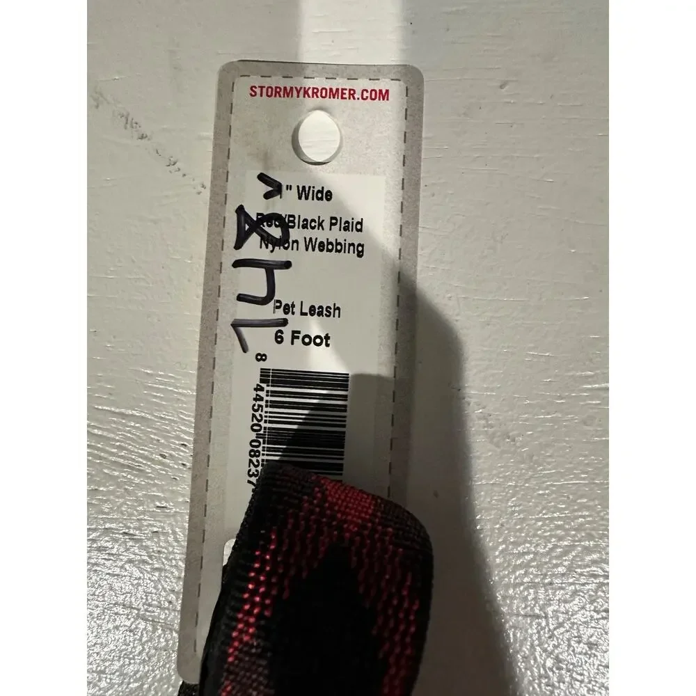 Stormy Kromer Dog Pet Leash 6 Foot Red Black Plaid Nylon